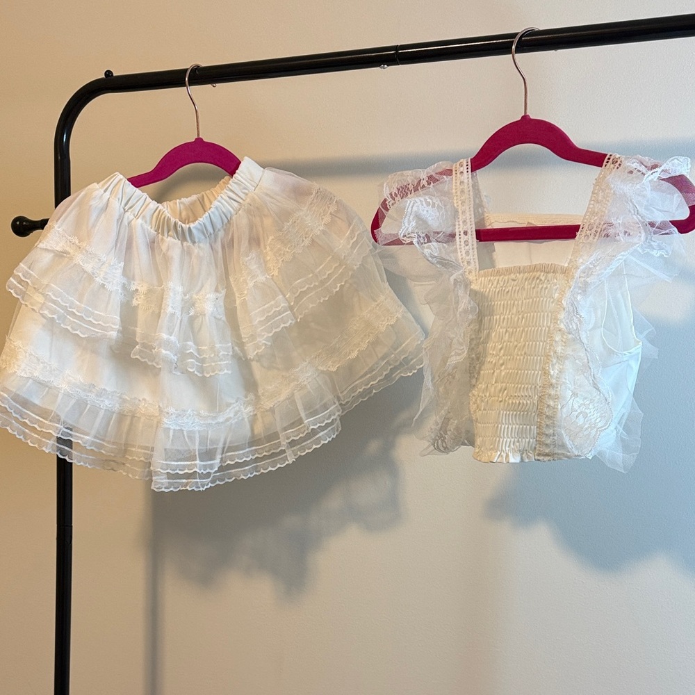 SHEIN White Lace Kids Matching Set